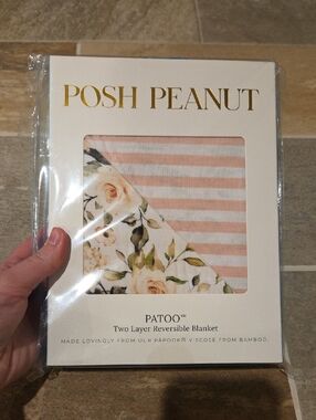 Posh Peanut Pink Stripe & Floral Reversible Blanket